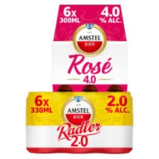 Amstel radler of rosé bier*
m.u.v. Amstel radler 0.0% en Amstel rosé 0.0%
